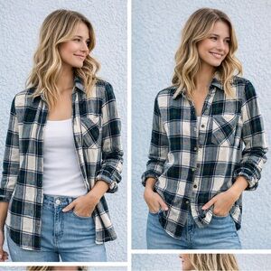 American Eagle Boyfriend Fit Plaid Flannel Shirt Size S 100% Cotton